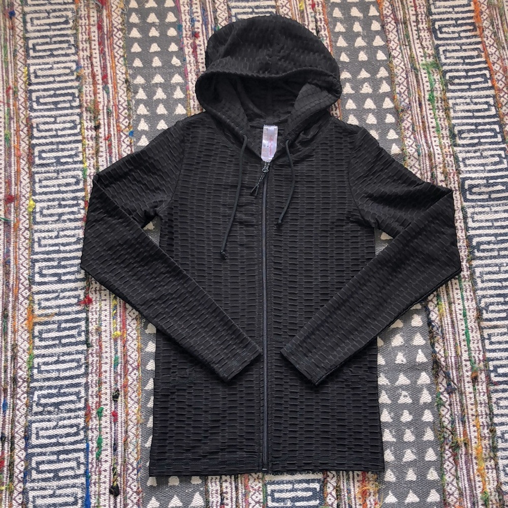 3 For $25 Black Scrunch Ruched Zip Up Hoodie